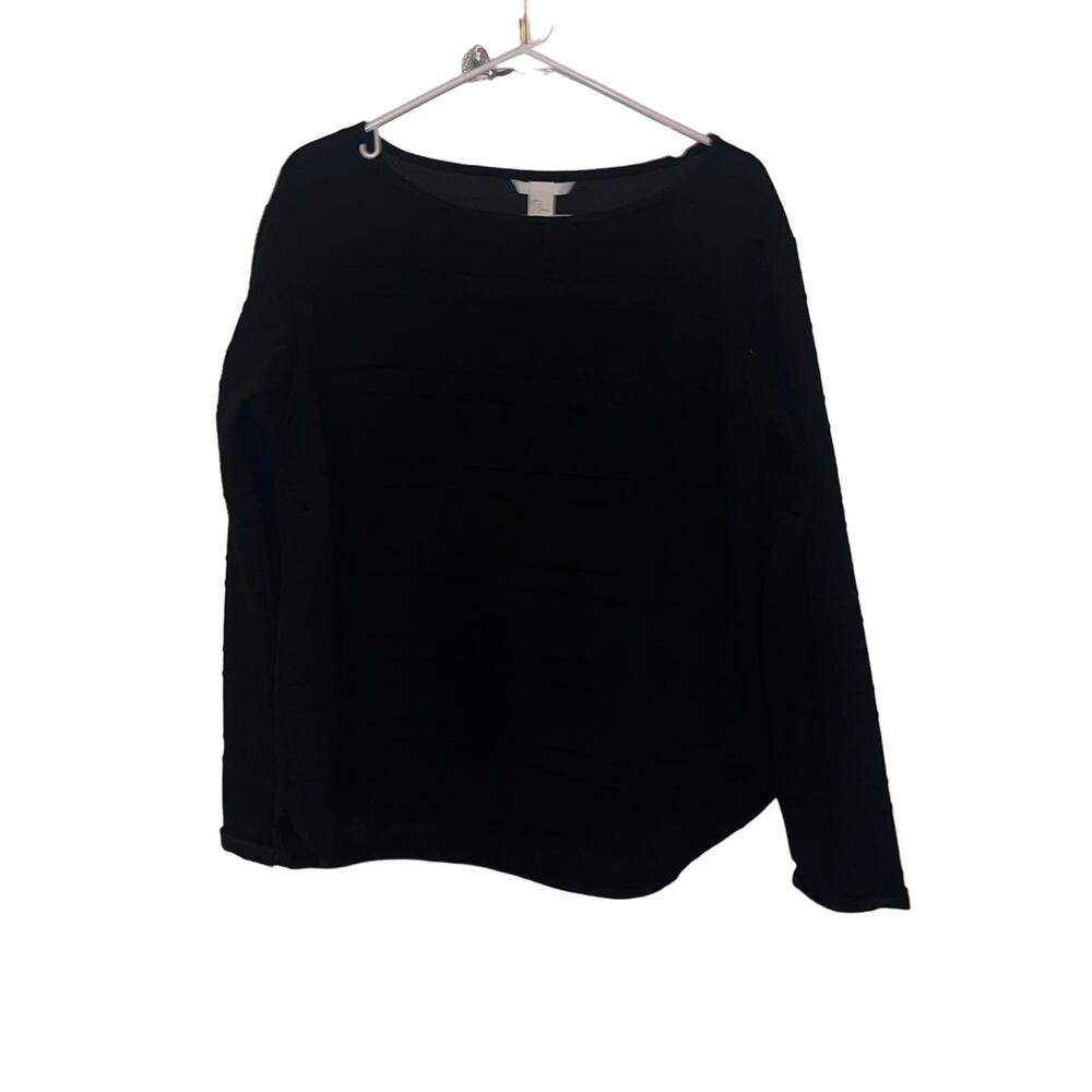 H&M Black Lightweight Windowpane Textured Sweater Size Medium